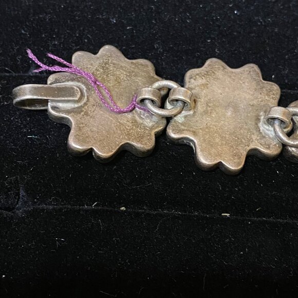 Vintage Mexican Sterling Silver & Stone Flower Bracelet - Picture 12 of 16
